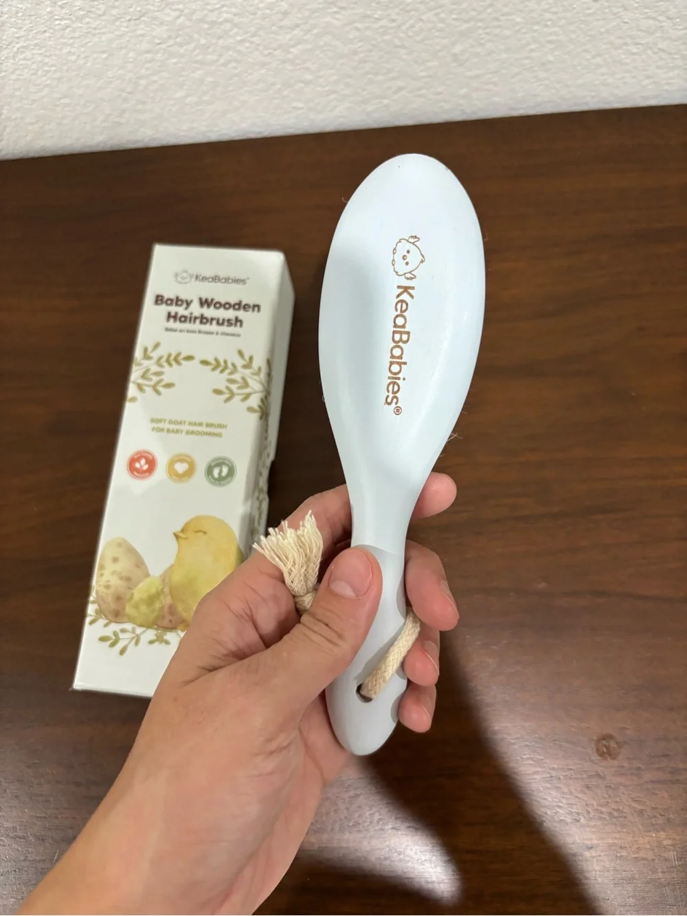 KeaBabies White Baby Hairbrush with Natural Bristles